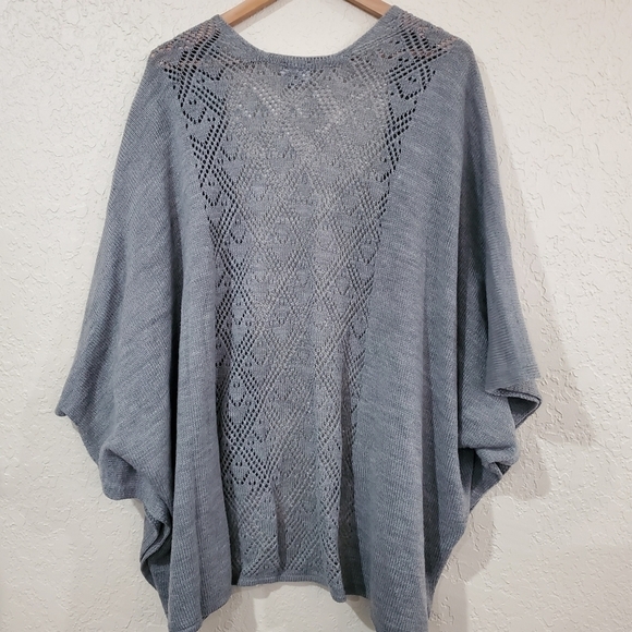 Dillard's Grey Open Gray Crochet Knit Open Cardigan One Size - Picture 6 of 9